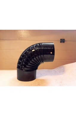 Dunwandige 90º bocht, Ø 150 mm, zwart geëmailleerd